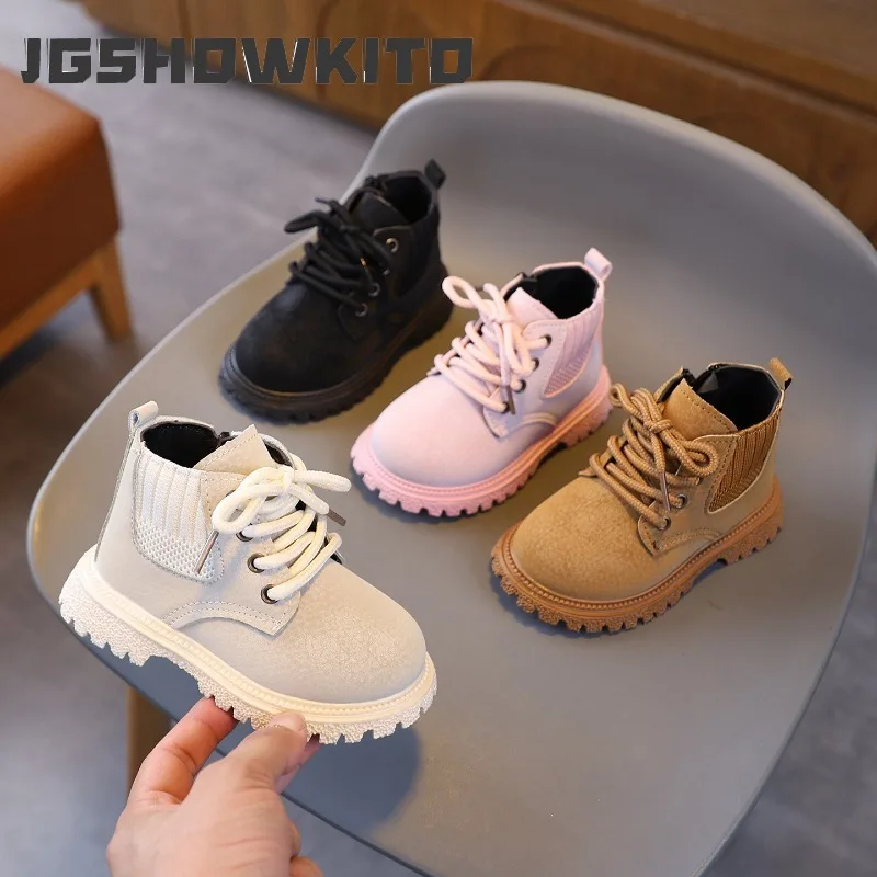 JGSHOWKITO Kids Ankle Boots for Spring Autumn Simple Boys Girls Fashion Boots Non-slip Lightweight Outdoor Children Short Boots