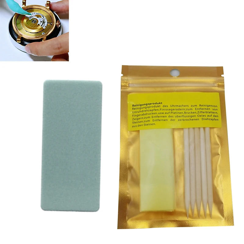 

2PCS Watch Parts Movement Cleaning Clay Green Rubber Putty Cleaner For Watchmakers Watch Repair Tool Accessories Bar Pad Brush