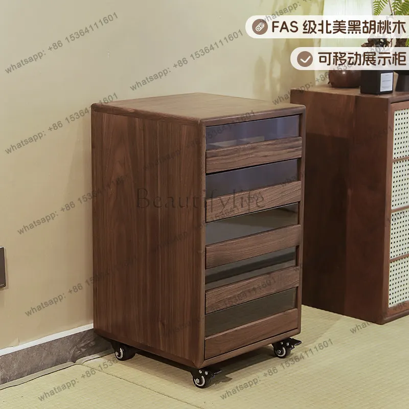 

North American black walnut tea set cabinet storage retro jewelry cabinet