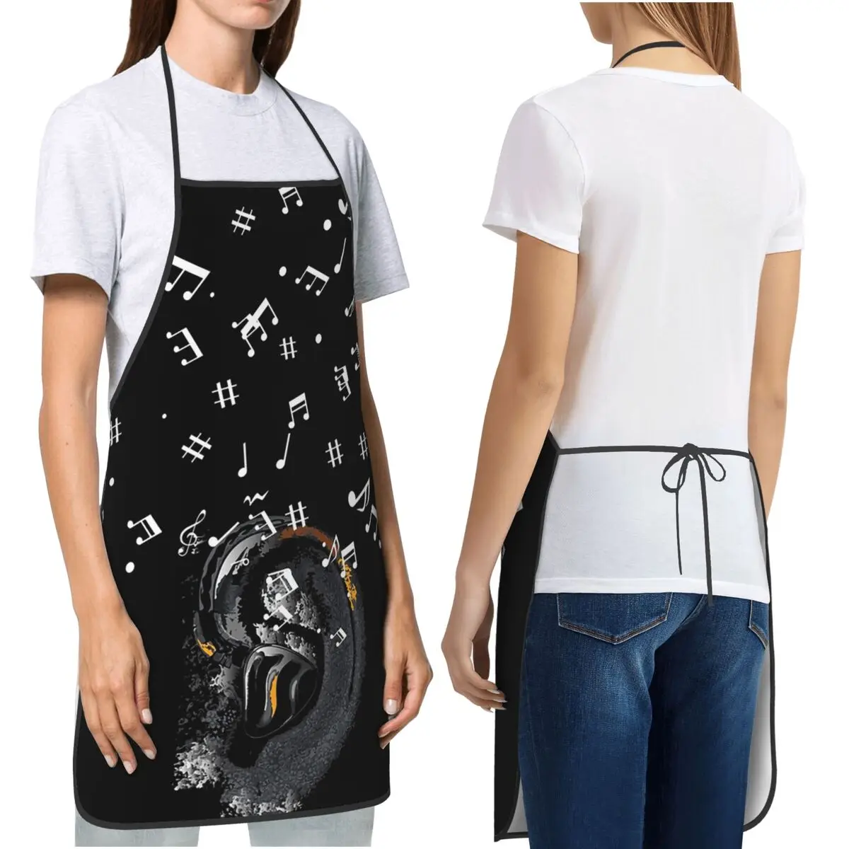Music Musical Notes Pattern Aprons Chef Cooking Baking Tablier Bib Kitchen Cleaning Pinafore for Women Men Painting