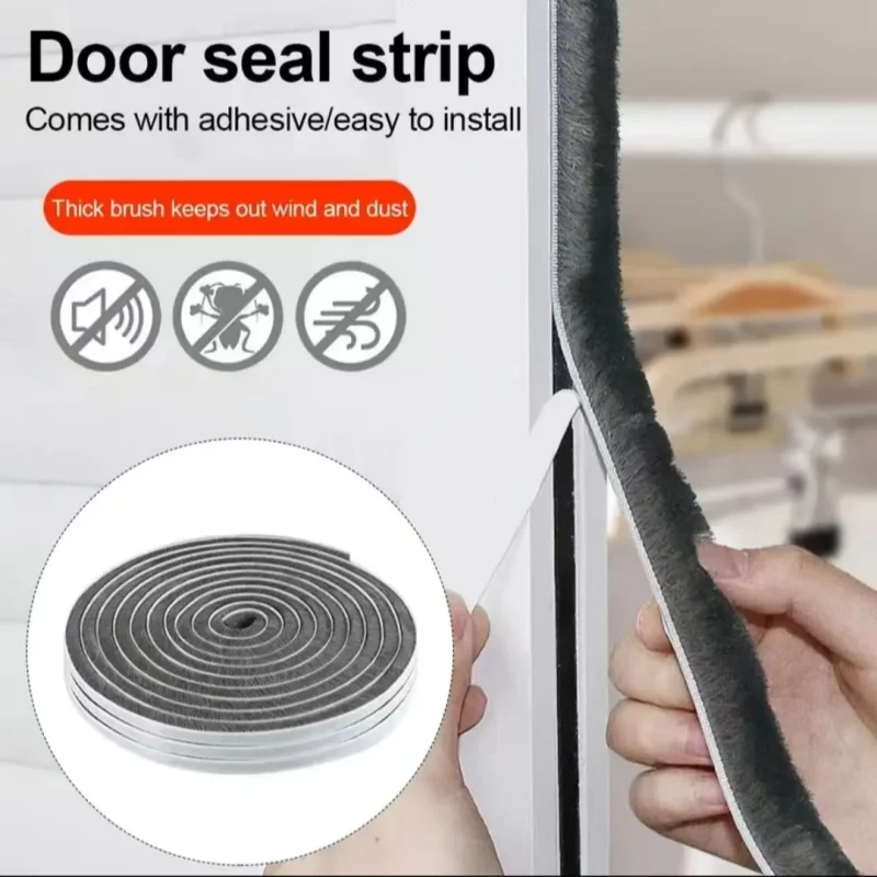 5/10/20Meters Brush Strip Self Adhesive Door Window Sealing Strip Home Door Window Sound Insulation Wind-proof Strip Gasket