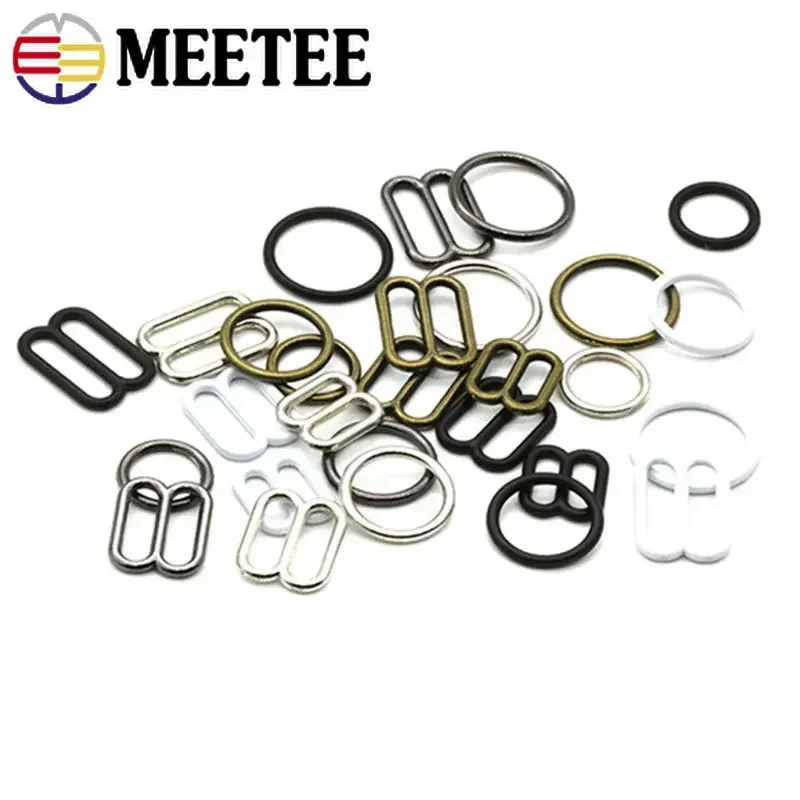 50Sets Metall O Ring BH Schnallen Teller Bikini Clip Verschluss Stecker Unterwäsche Strap Slider Dessous Hardware Nähzubehör