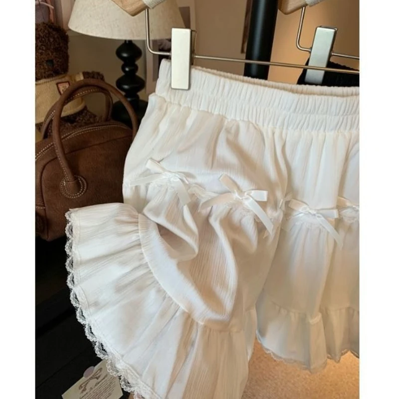Bow Tie Skirt Y2k Clothes Patchwork Mini Skirt Kawaii Women High Waist Cake New Lace Fluffy Skirts Harajuku Streetwear Sweet