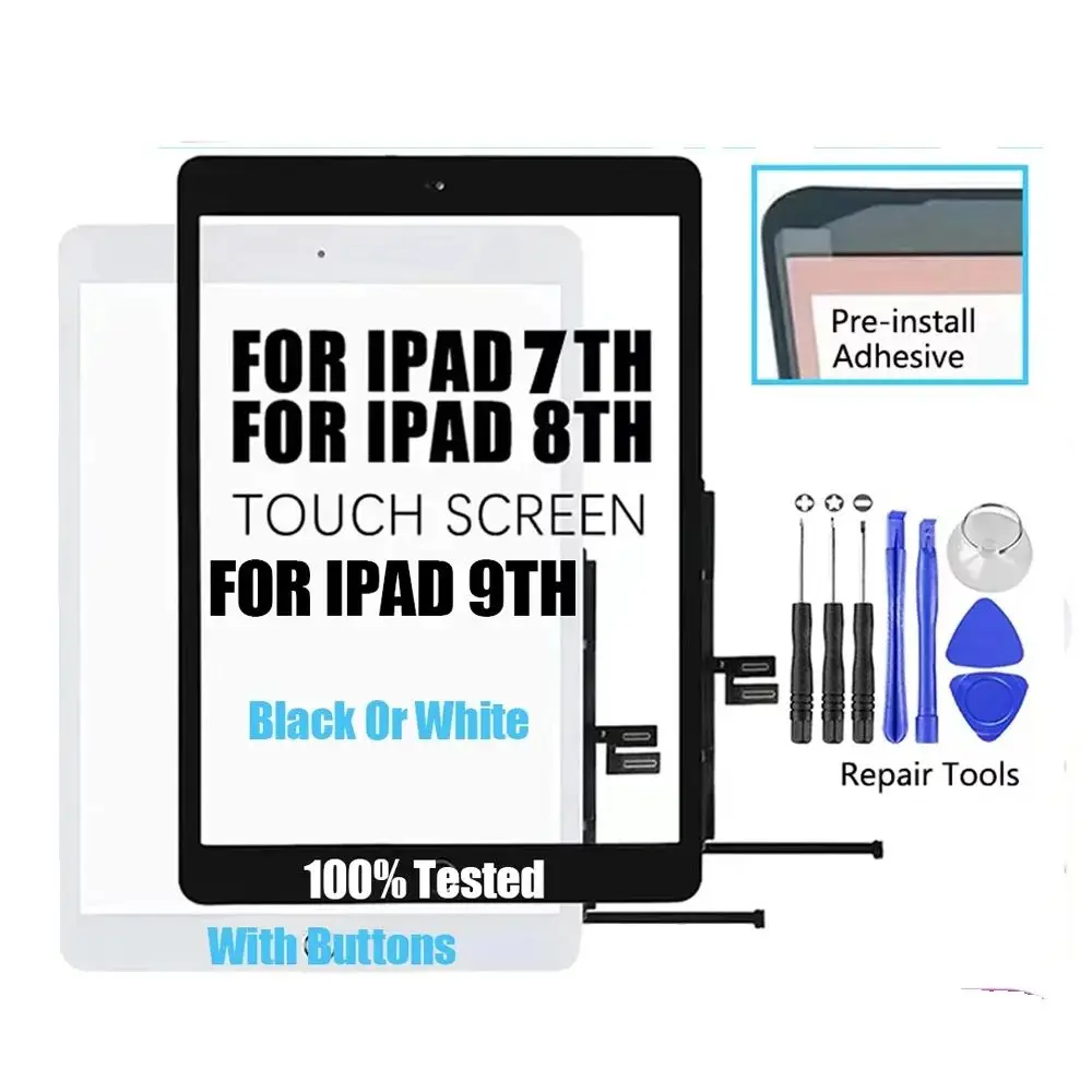

LCD Touch Screen For iPad 7 8 9 A2197 A2270 A2602 LCD Display Touch Screen Digitizer For iPad 7 8 Outer Glass Panel Replacement