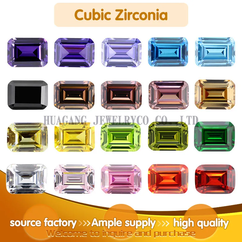 5A Emerald Cut Cubic Zirconia Stone SeaBlue Aquamarine Octangle Shape Cut Loose CZ Stones Synthetic Gems Beads For Jewelry