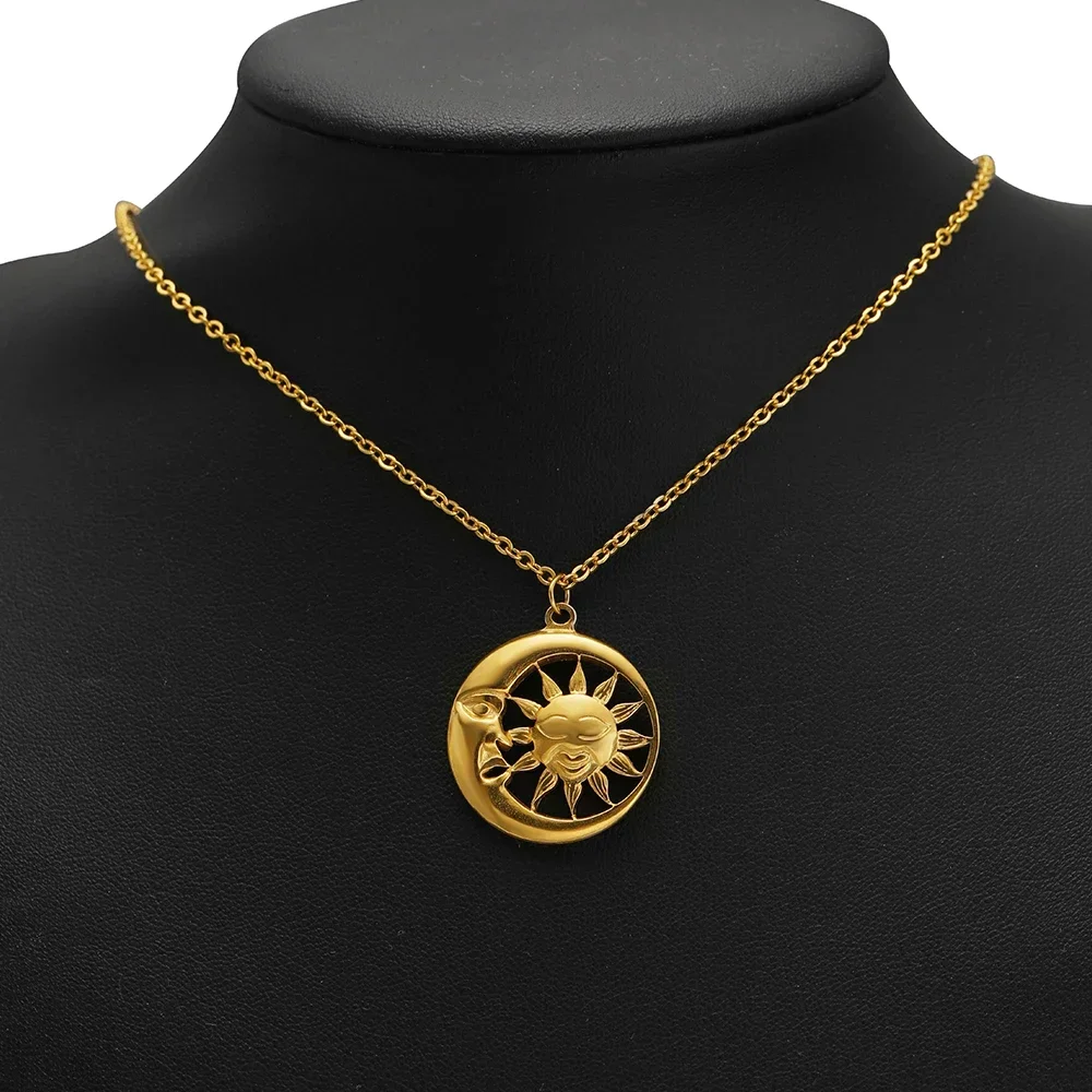 5pcs No Fade Stainless Steel Flowers Moon Charms Sweater Chain Pendants Bulk for DIY Earring Necklace Jewelry Making Supplies