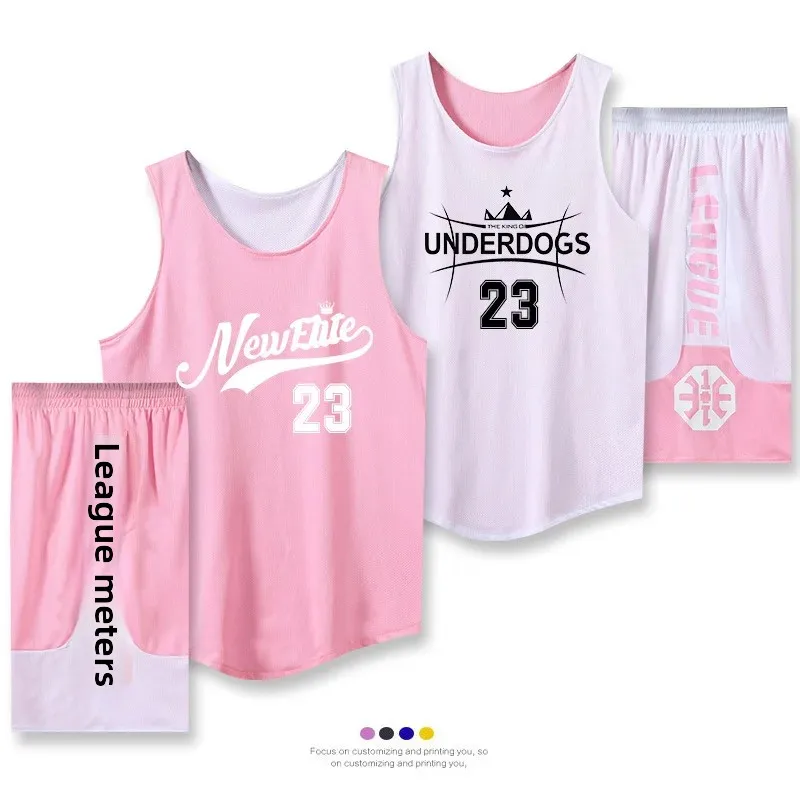 مجموعة زي كرة السلة على الوجهين للرجال والنساء، زي فريق التدريب والمنافسة، رقم مطبوع قابل للتخصيص