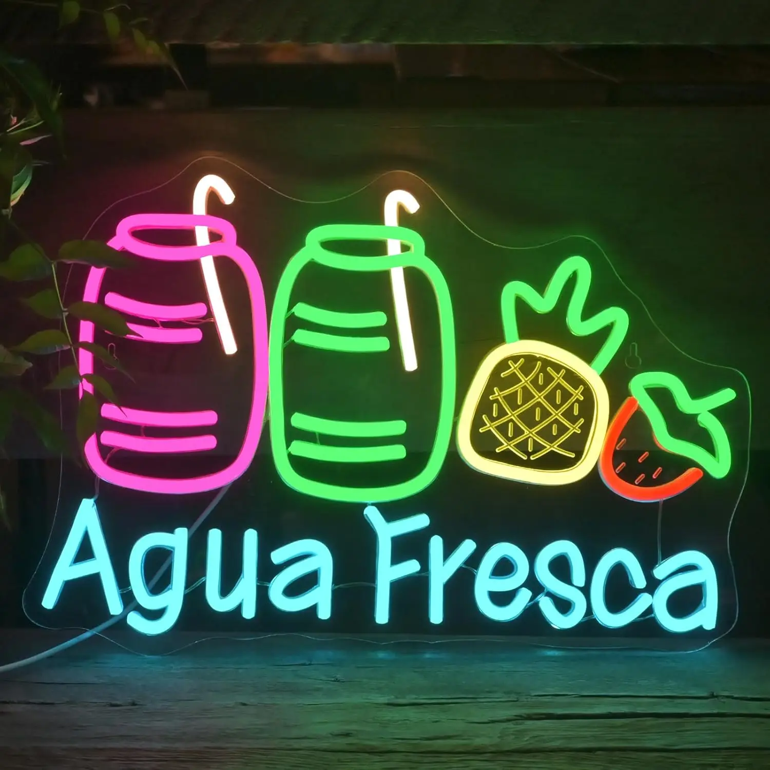 

Agua Fresca Neon Sign Dimmable Colorful LED Light USB Neon Light for Latin Restaurants Food Stalls Cafes Bar Kitchen Decoration