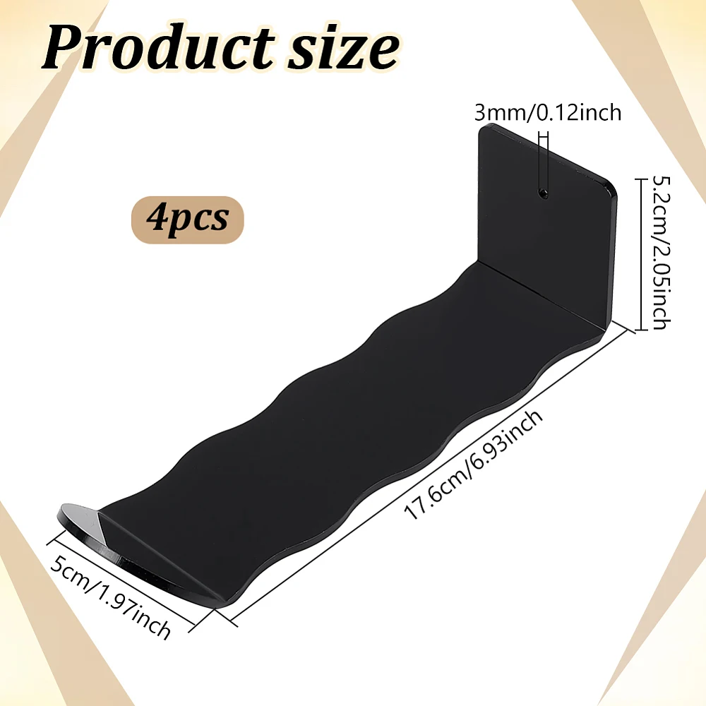 4 Pack Acrylic Headband Holder Black Scrunchie Organizer Hanging Headband Organizer Wall Mounted Storage Rack Hair Band