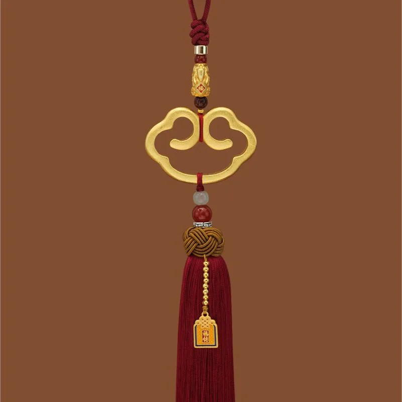 High-grade Imitation Brass Ruyi Peace Tassel Car Pendant – Pixiu Gold-plated Rearview Mirror Hanging Ornament for Vehicles