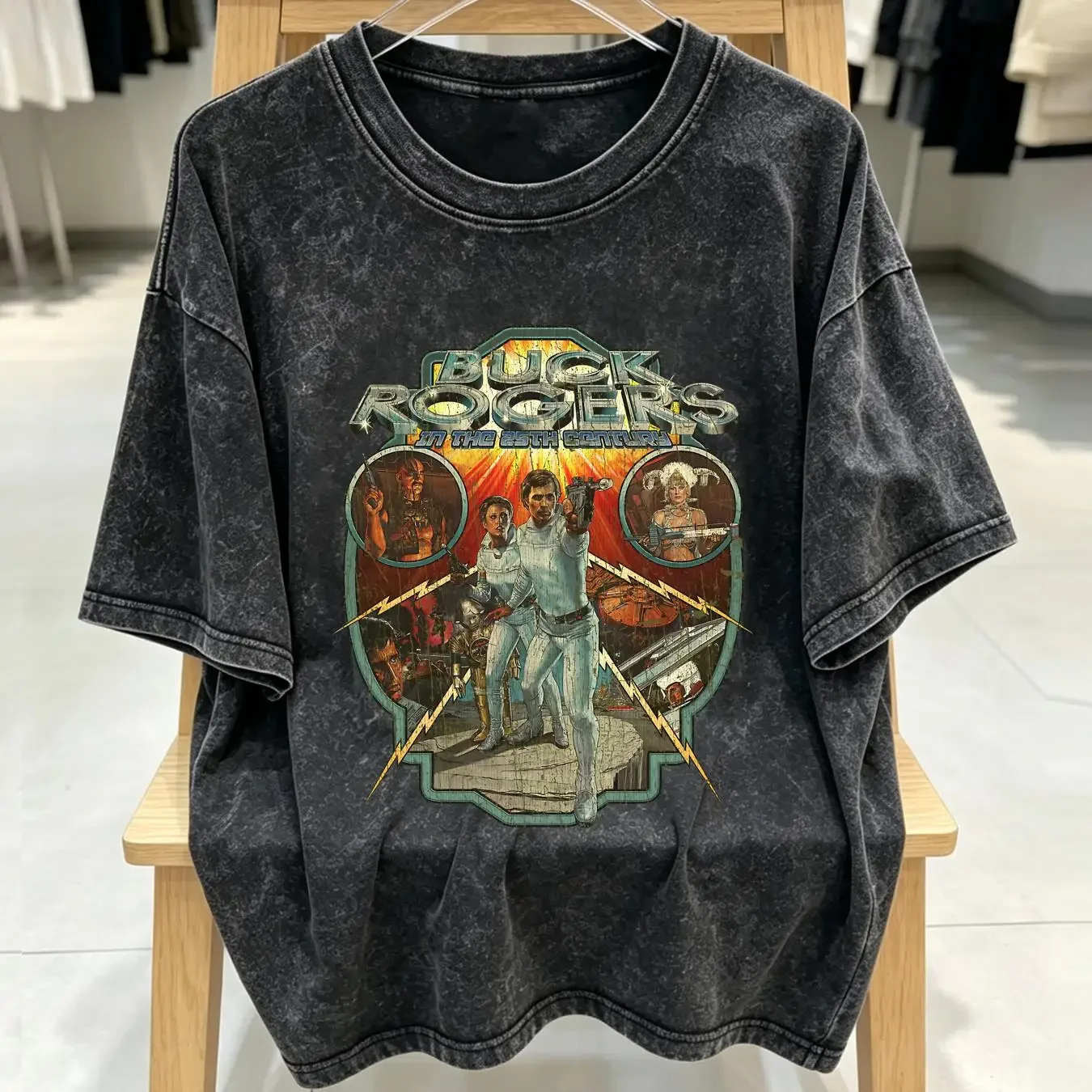 washed T Shirt Buck Rogers in the 25th Century 1979 Vintage Men's long or short sleeves vintage Washed Unisex graphic