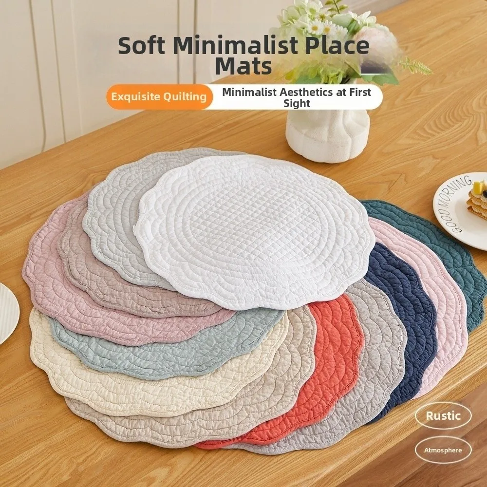 Gifts Cotton Round Placemats Washable Prairie Chic Style Dining Placemats Scalloped Edge Quilted Placemats Table Mats
