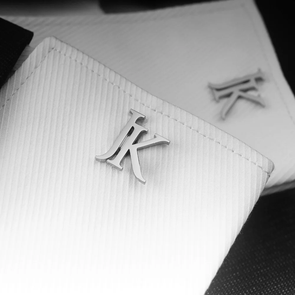 Custom Name Initials Cufflinks Personalize Men's Stainless Steel Letter Shirt Suit Buttons Jewelry for Groom Wedding Gifts