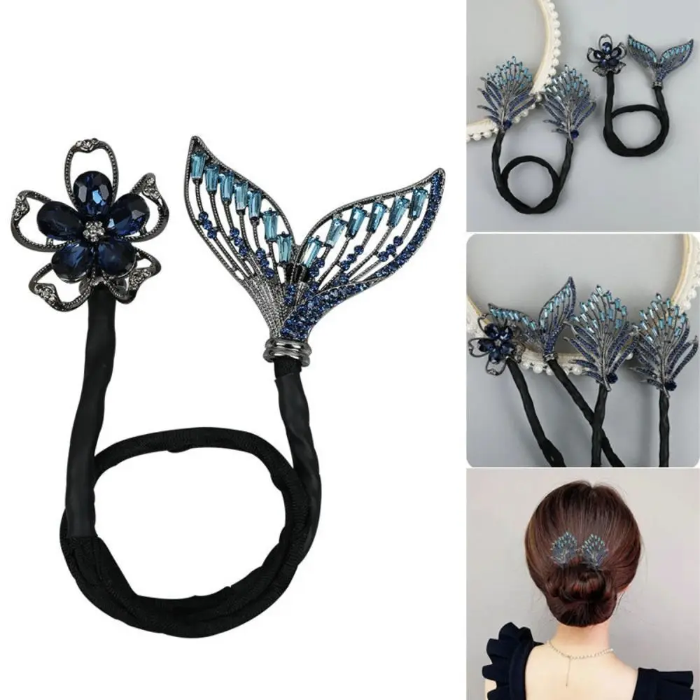 Hair Accessories Rhinestone Flower Hair Clip Gift Whale Tail Hair Styling Tool Hair Bun Maker Hair Twist Maker Girl