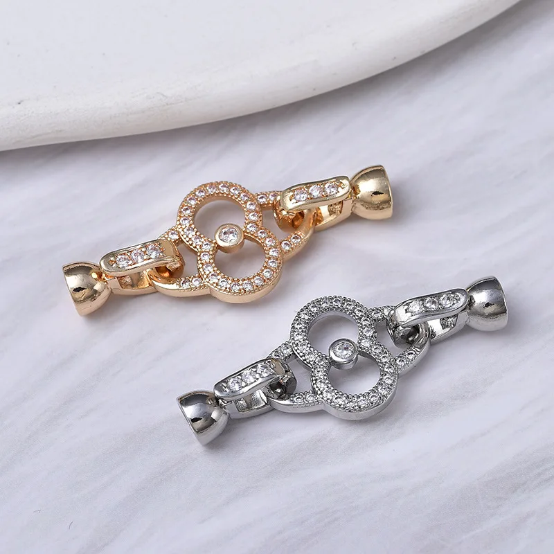 

18K Gold-plated Copper Zirconia Pearl Necklace Connecting Clasp Bracelet Sweater Chain End Clasp DIY Jewelry Material Accessorie
