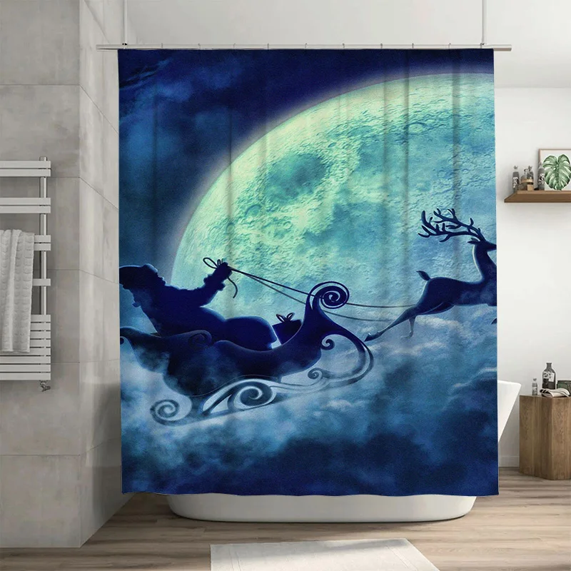 

Tuniu Праздничные сани Санты Праздничная занавеска для душа Рождественское развлечение Декор для ванной комнаты Уютные вибрации Современный стиль Уникальный дизайн Водонепроницаемость