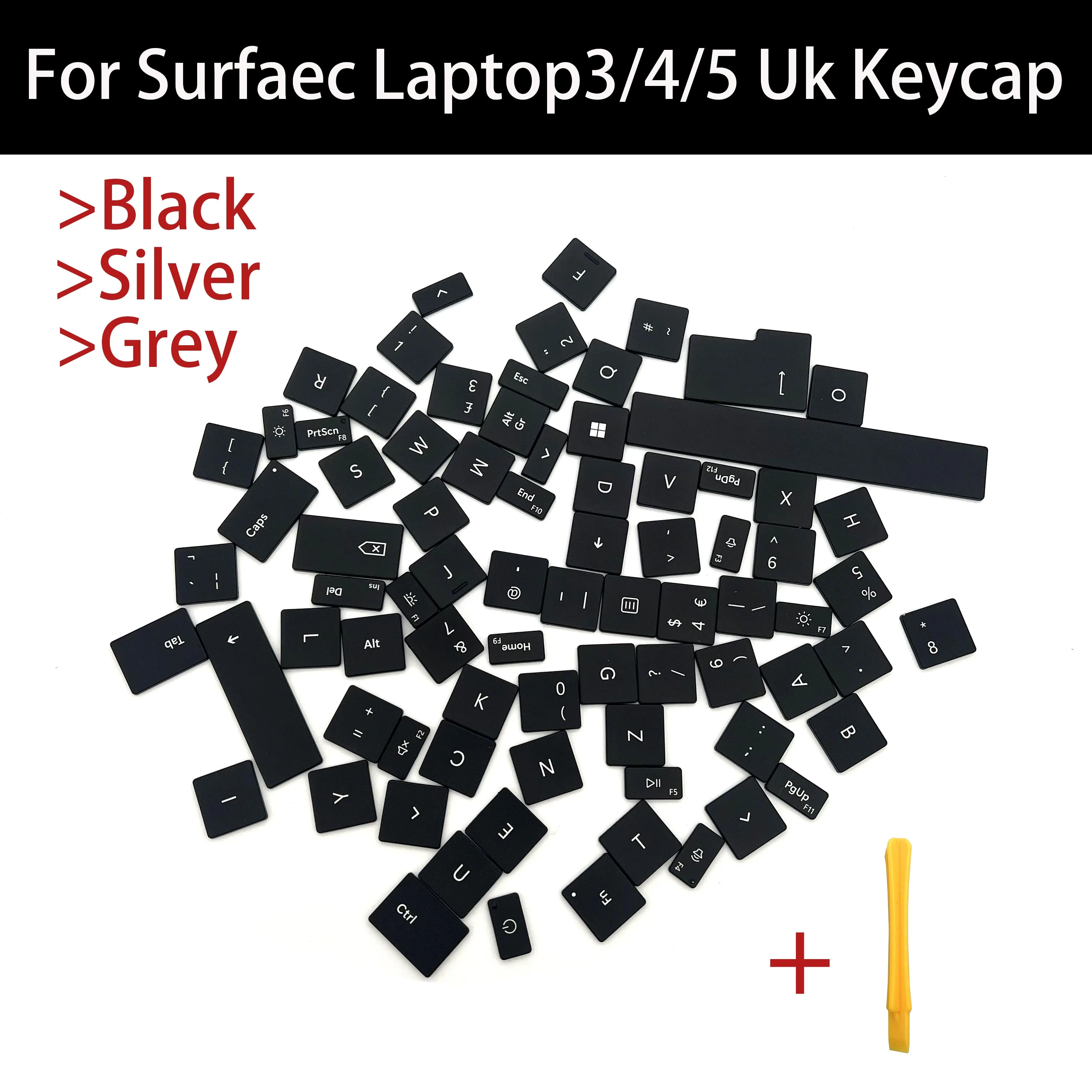 

Оригинальный колпачок для клавиш Surface Laptop 3 4 5, колпачок для клавиатуры 1868 1867 1872 1873 1951 1979 года, набор колпачков для клавиш, черный, серебристый, темно-серый, Великобритания