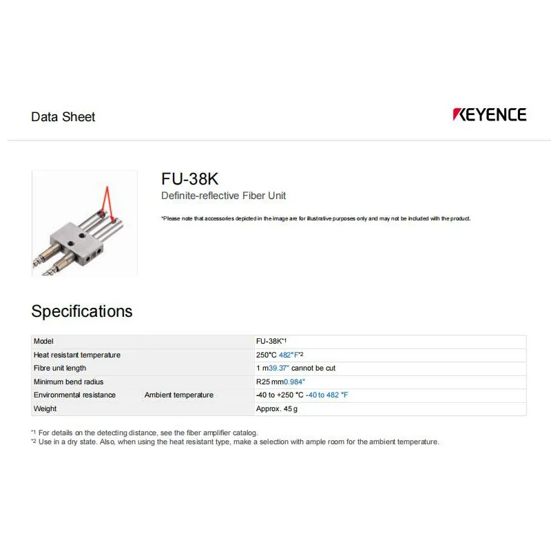 FU-38K KEYENCE Original High Temperature Resistant Fiber Optic Sensor New Condition,welcome to consult