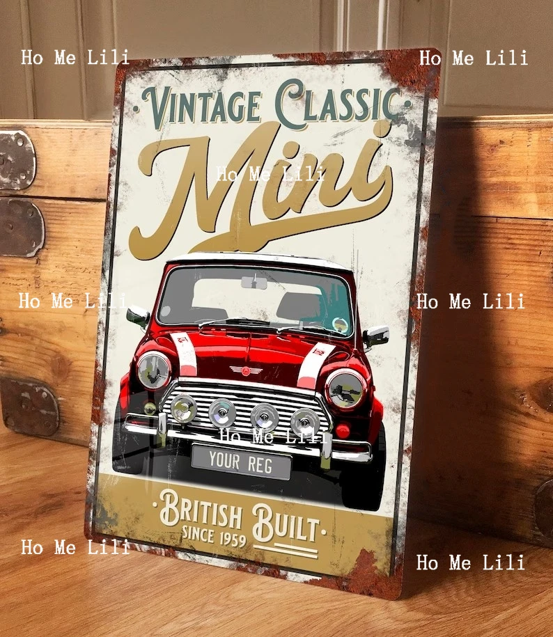 Personalised Vintage Mini Metal Tin Sign Wall Door Decor Classic Car Accessory Austin Rover Garage Man Cave Shed Retro Plaque