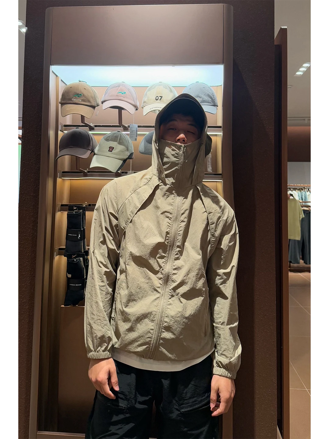

Khaki Qui Dry Sun Protection Clothing Men's Summer Ice Silk American Sle Functional Thin Sunscreen Outdoors Sports Bicycl...