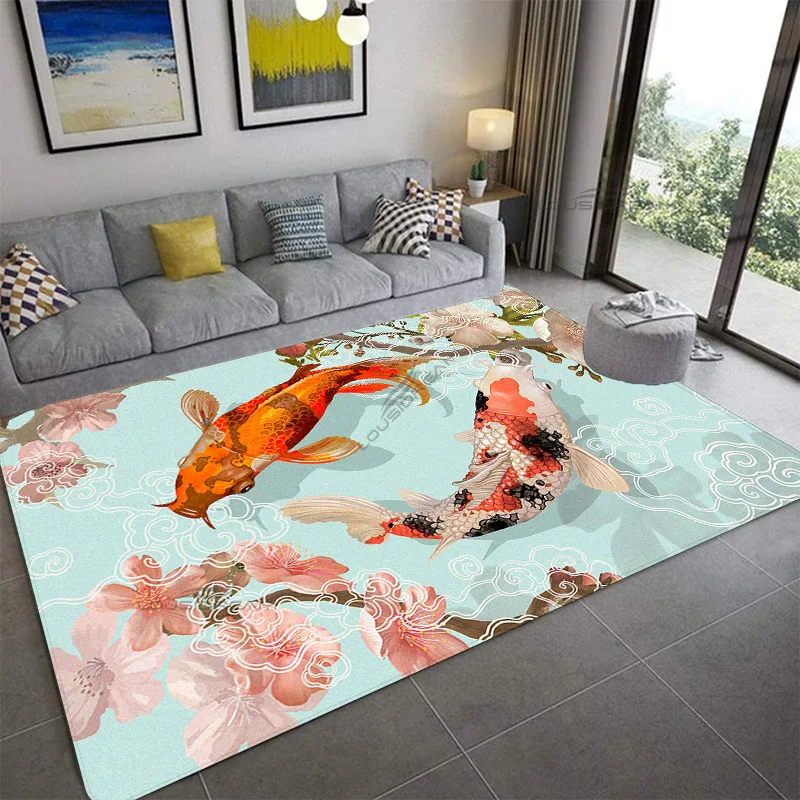 Beautiful Carp Pattern Decorative Carpet Children's Bedroom Floor Pad Can Customize Rug Living Room Cushion Door Pad