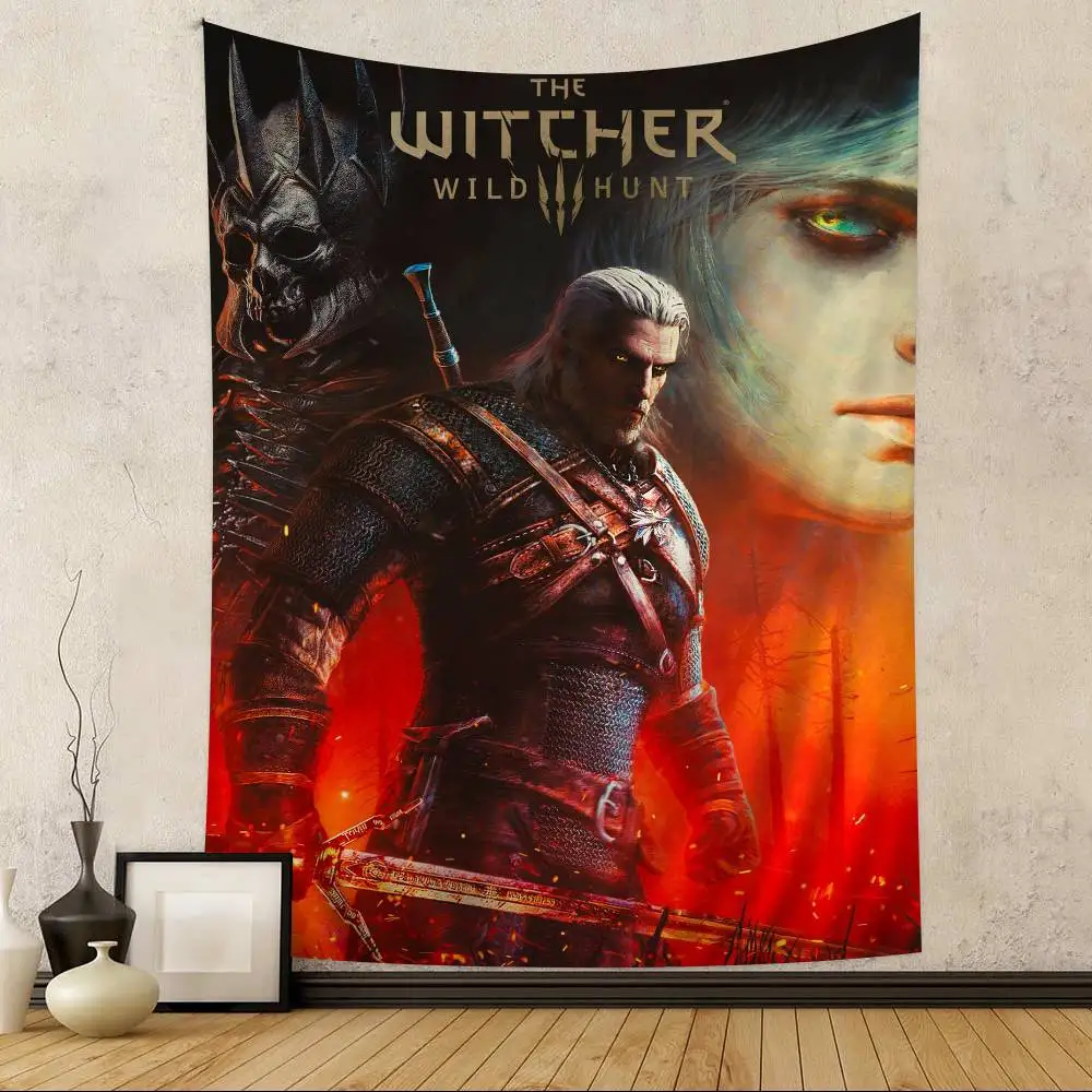 The W-Witcher 3 W-Wild Hunt Game Printed Large Wall Tapestry Art Science Fiction Room Home Decor Decor Blanket