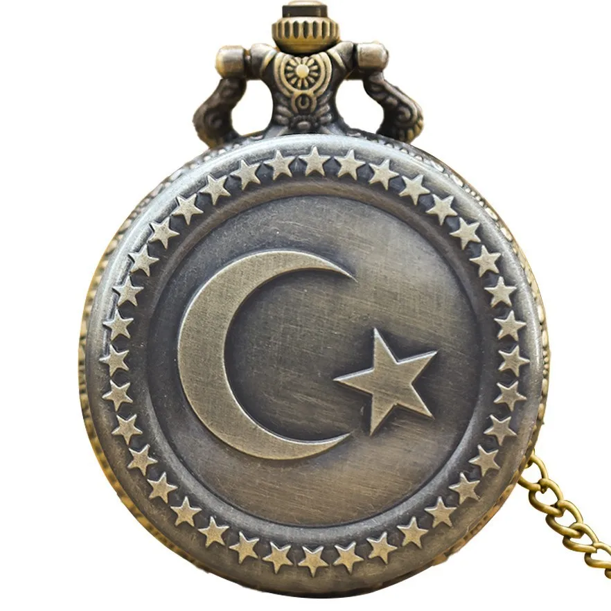 

Vintage Pocket Watch Couple Fashion Diamond Star Moon Pendant Necklace Quartz Pocket Watch Children's Holiday Gift