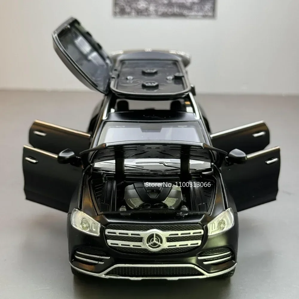 1:32 Benz GLS580 Miniatur-Modellauto, Spielzeug, Legierung, Druckguss, Sound, Licht, Rückzug, 6 Türen, geöffnet, Simulationsfahrzeuge für Kindergeschenke