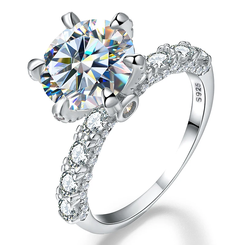 KNB cincin pernikahan berlian Moissanite murni bersertifikasi 3CT untuk hadiah wanita perak murni 925 murni perhiasan bagus kualitas terbaik