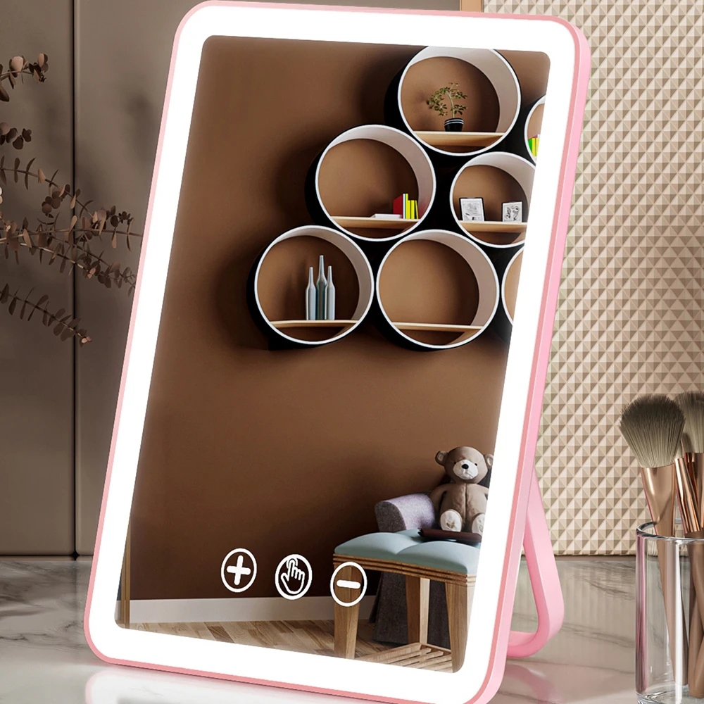 Miroir de courtoisie LED pliable portable aste par USB, forme iPad, écran tactile, maquillage à gradation, voyage