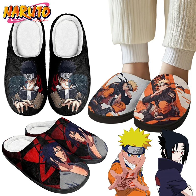 

Хлопковые тапочки Наруто для мужчин и женщин, зимние утолщенные домашние тапочки, теплая повседневная обувь в стиле аниме Саске, периферийные тапочки Какаши