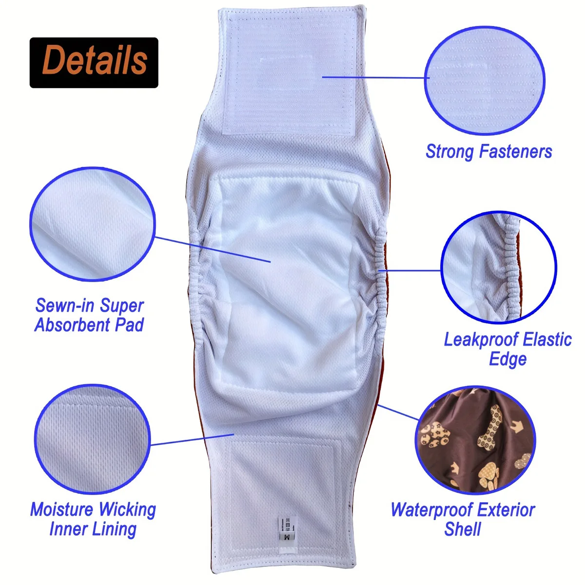 5 PCS Reusable Male Dog Diaper Cute Paw Print Pet Dog Nappy Belly Band Wrap Leak Proof Sanitary Pants For Puppy Training Diapers