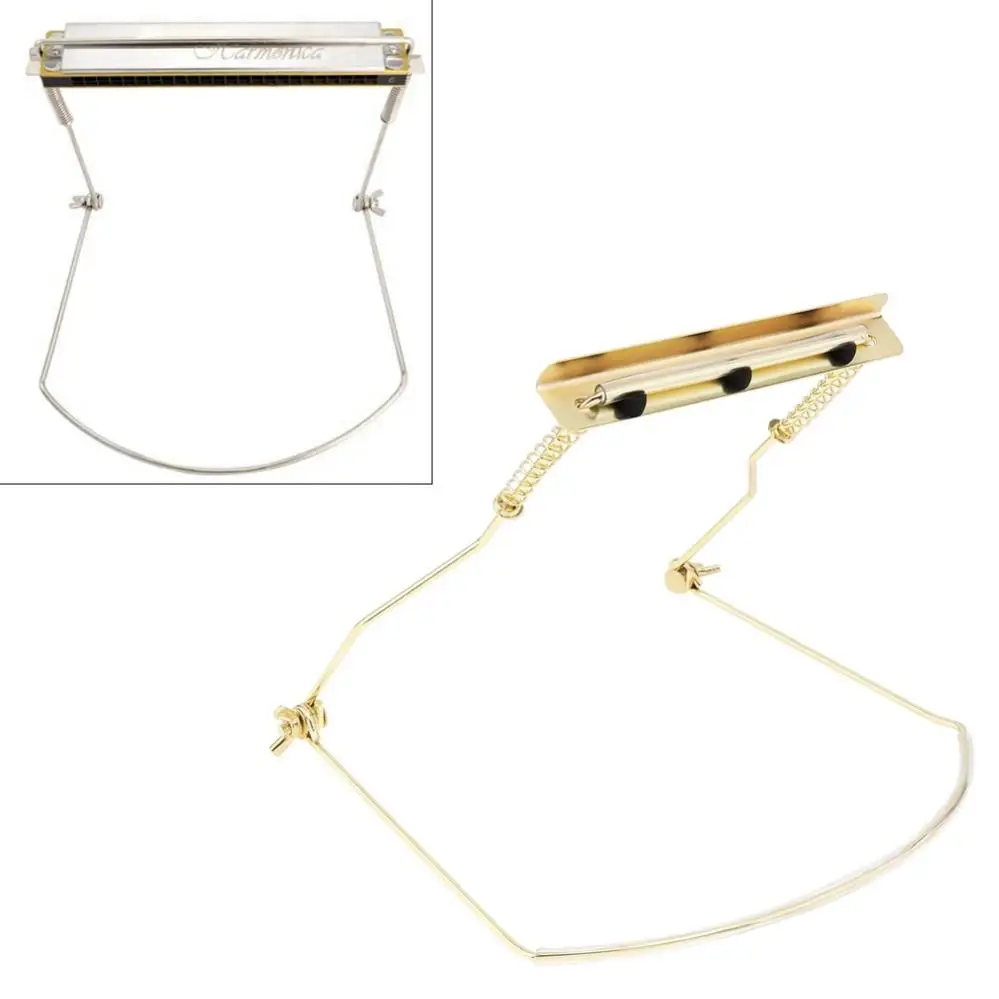 10 Holes Metal Iron Harmonica Neck Holder Adjustable Mouth Organ Stand Harmonica Harp Rack