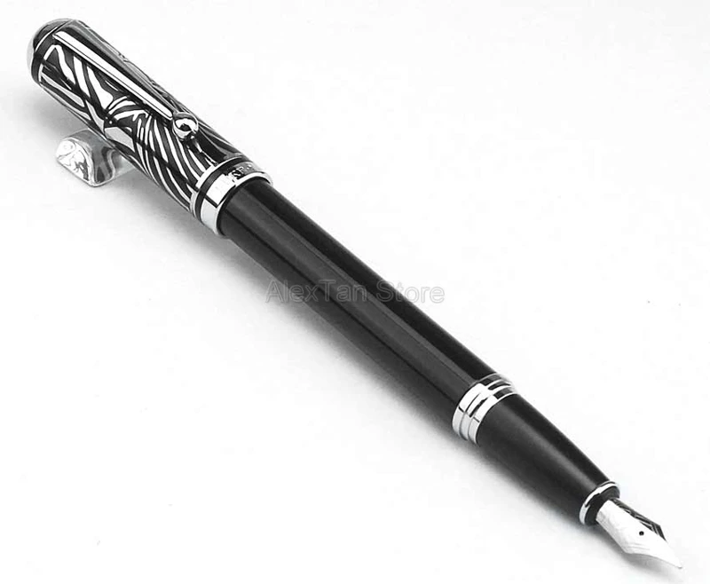 

Duke 960 Luxury Black & Silver Zebra Fountain Pen M Nib 0.5mm For Writing Ink Pen