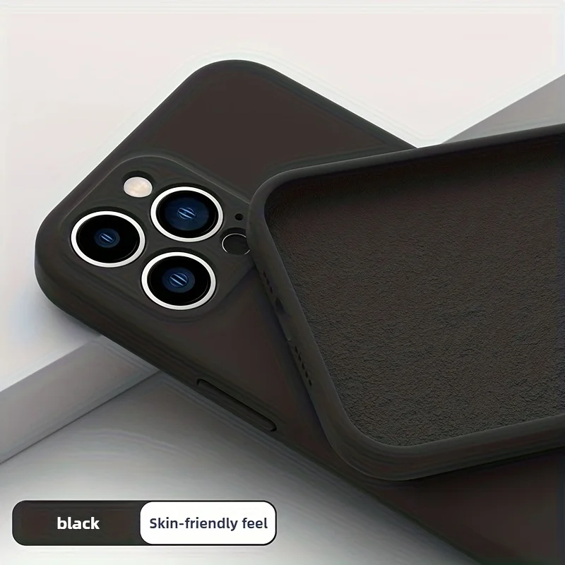 Luxuriöse Eingebaute Flanell Einfarbige Stoßfeste Handyhülle für iPhone 17, 16, 15, 14, 13 Pro Max Weiche TPU Rückseite – Detail 1