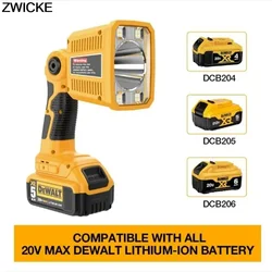 18W 1250LM Handheld Flashlight Jobsite Light with 110 Degree Pivoting Head LED Work Light for Dewalt 20V MAX Lithium Batteries