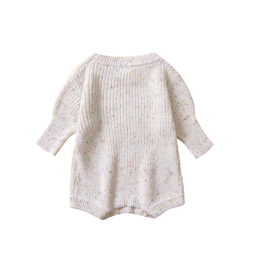 Baby Toddler Basic Chunky Knit Onesie Neutral Speckled Romper Infants Spring Autumn Sweater Jumpsuit