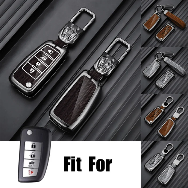 

A+ Aluminum Alloy Leather Car Key Fob Case Cover For Nissan X-Trail Rogue 2014-2019