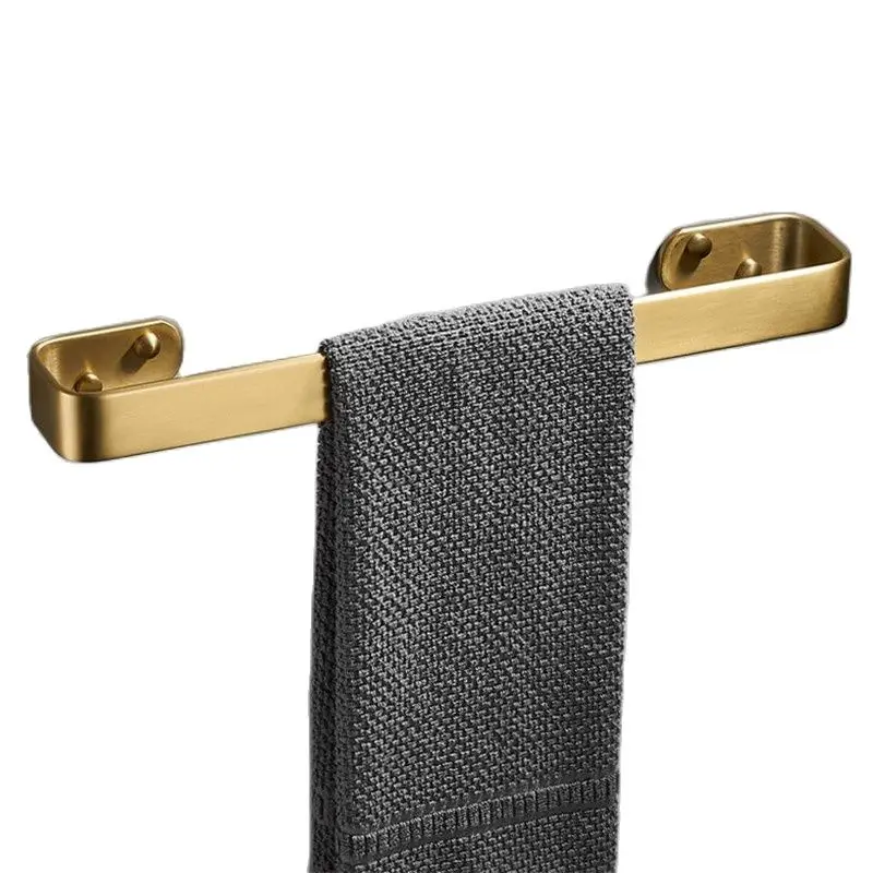 Bathroom Towel Rack Slipper Holder Solid Aluminum Single Bar Brushed Gold Wall Mounted Nail Punched 20-60CM New Nordic Style