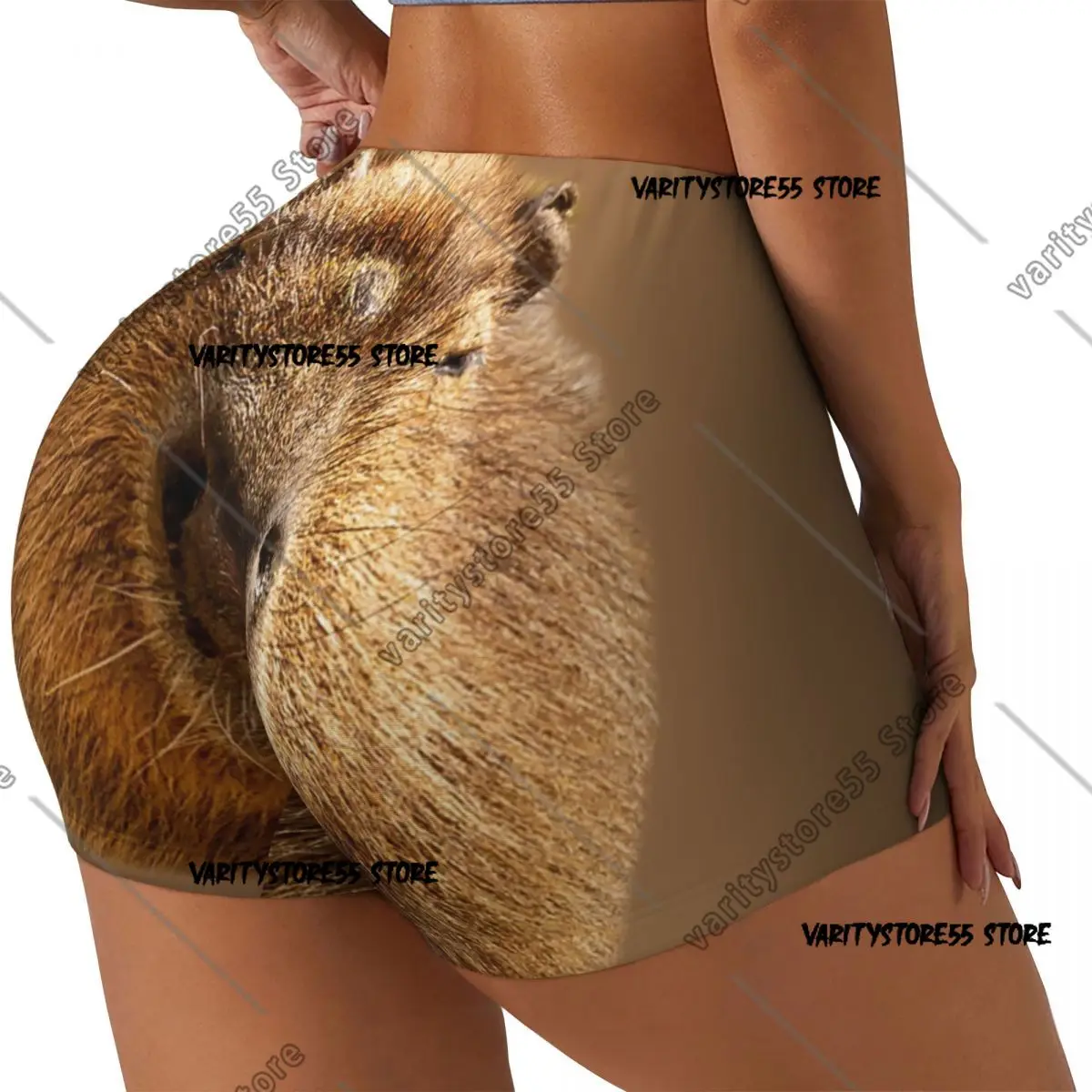 Custom Capybara Dozing in The Sunshine Printing Shorts Women's Athletic Gym Yoga Shorts