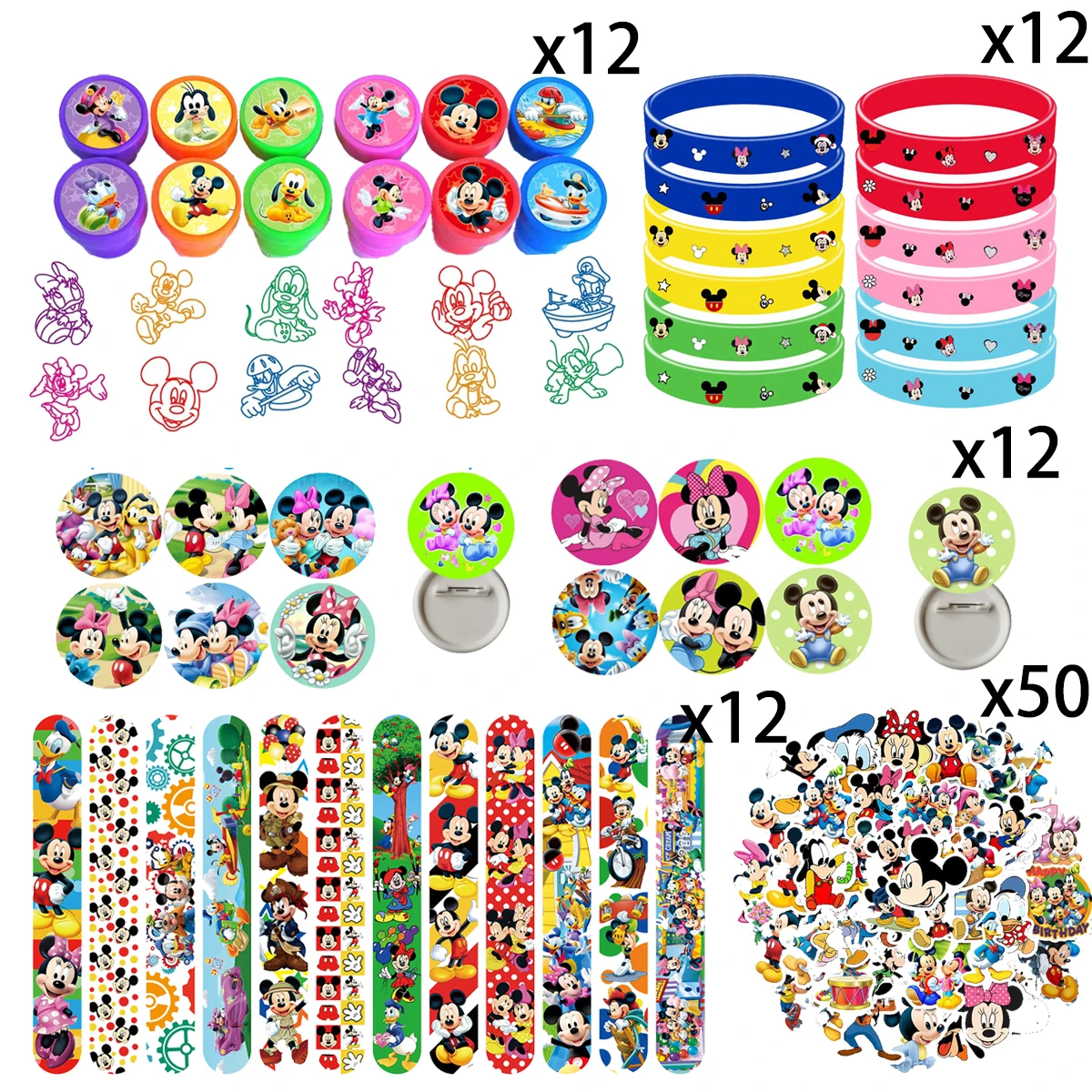 ميكي ميني ماوس هدايا الحفلات ختم Stamps ورقة نظارات الفصول الدراسية المكافآت جوائز لوازم الحفلات الزفاف عيد الميلاد تخزين