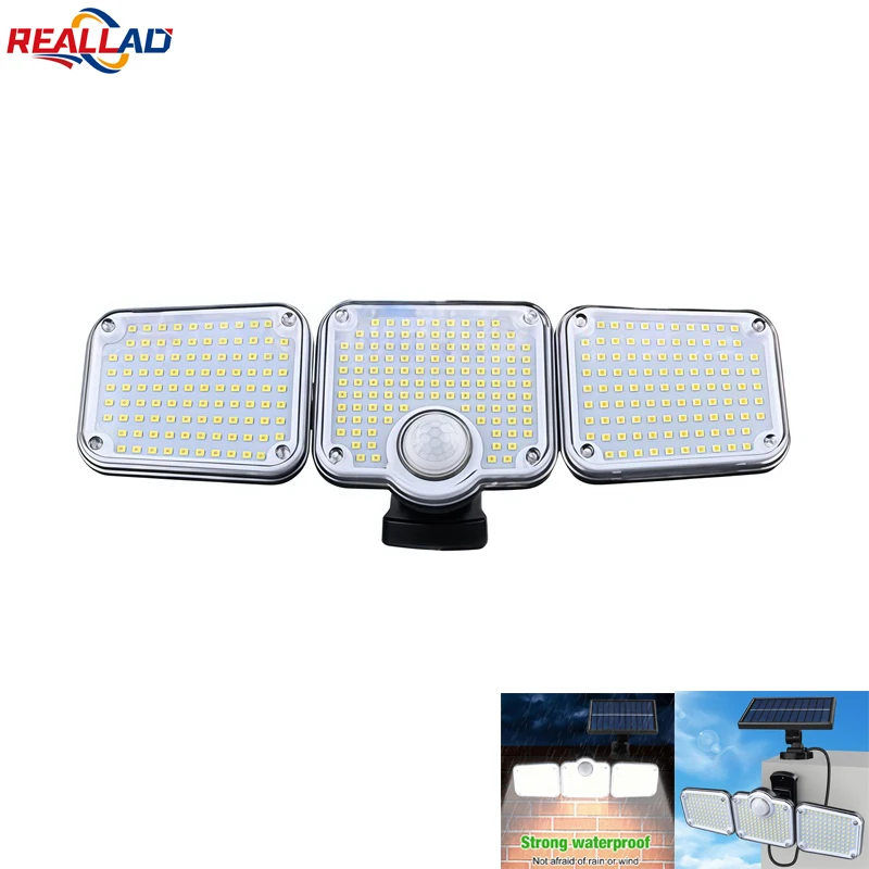 

New 3-Head Solar-Powered Motion Sensor Wall Lights 182/312 Lamp Bead Split-Type Garden Lamps Outdoor Garden Motion Sensor Lamp