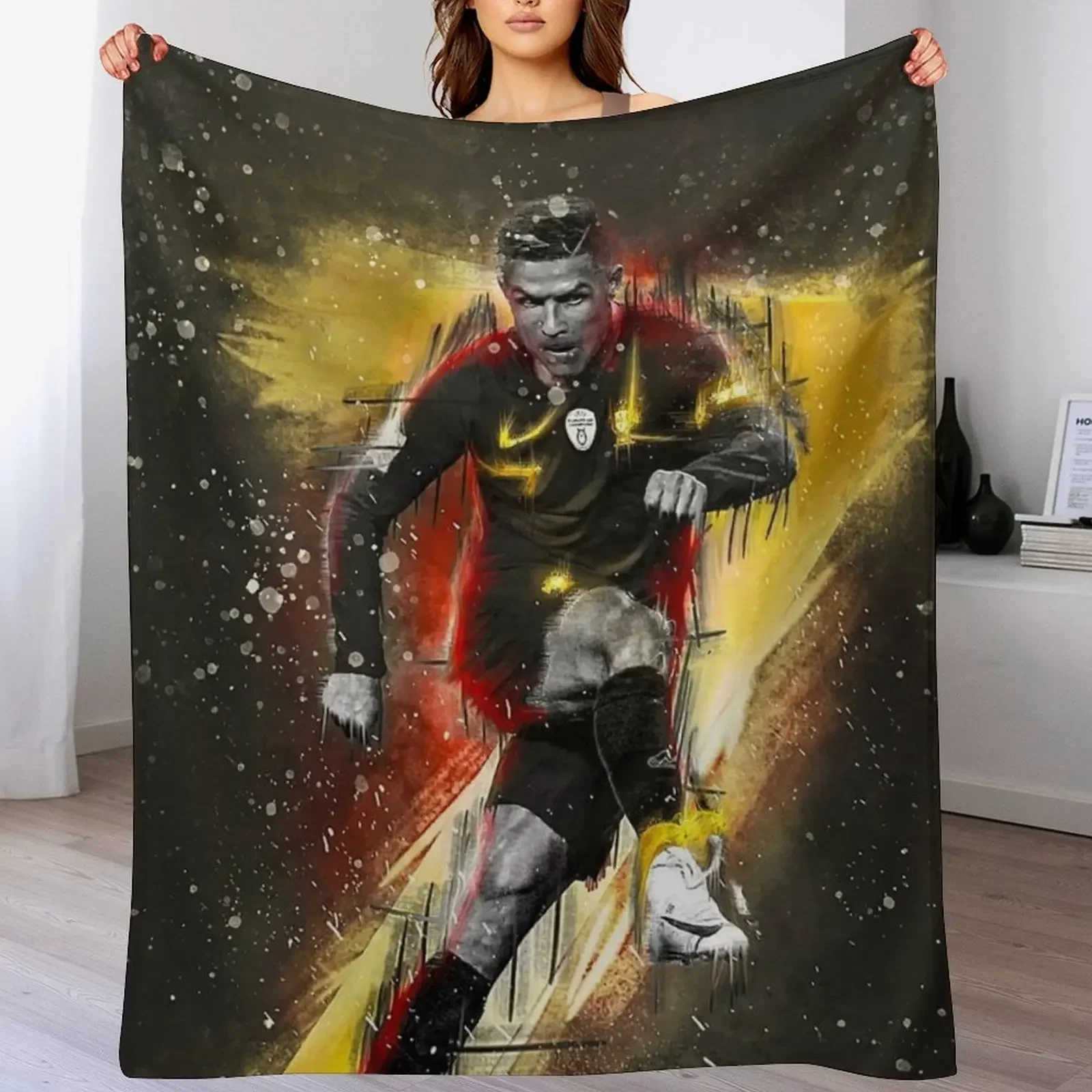 

Плед с иллюстрацией Криштиану, стильный теплый плед для гостиной и спальни