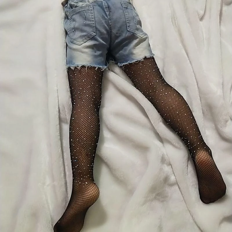 54DF Toddler Kids Little Girls Sprakling for Rhinestone Mesh Glitter Stocking