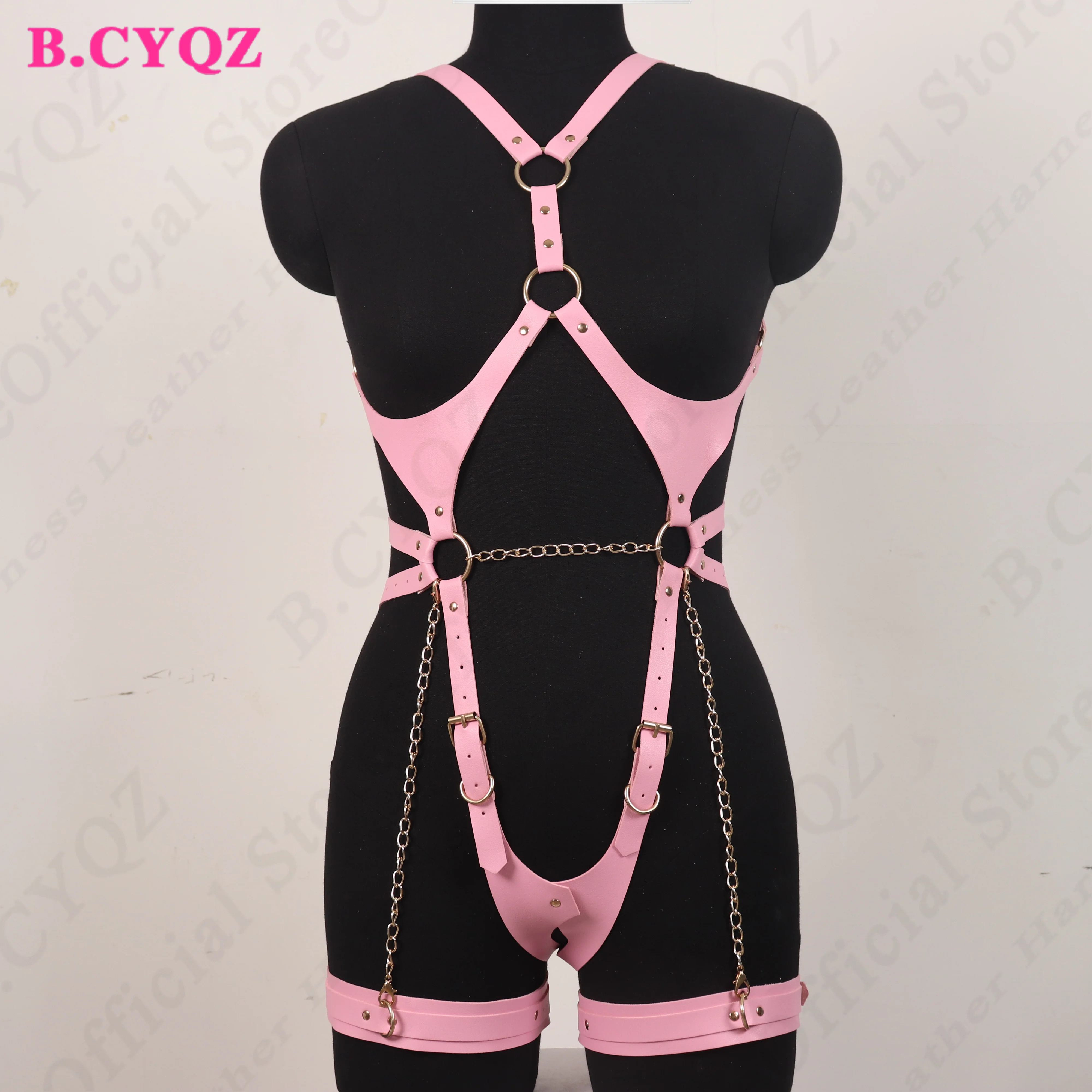 Sexy Harness Handmade Chains Pu Leather Garter Woman Fashion Belts Goth Punk Body Bondage Festival Rave Clothing Accessories