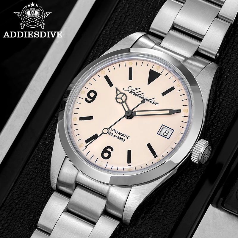 ADDIESDIVE New Automatic Mechanical Men's Watch ST2130 316L Stainless Steel BGW9 Super Luminous 100M Waterproof Watch