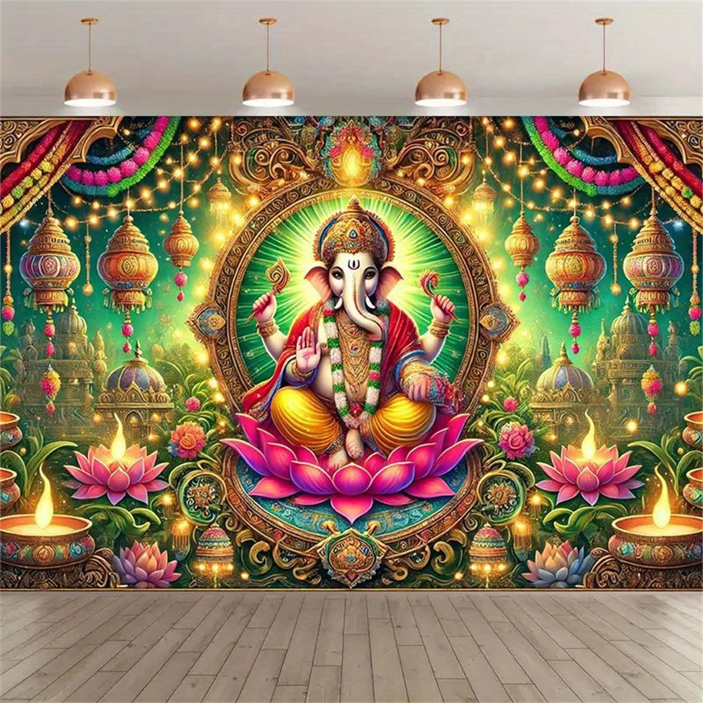 Spiritual Ganesha Tapestry Wall Hanging Indian Hindu God for Home Decor Meditation Room Yoga Studio Diwali Festival Gift Use