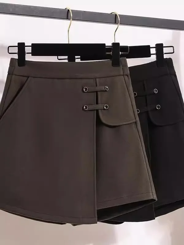 

Thiened Loose High Waist Tweed ort Pants Women's Faionable Bootcut Casual Trousers Spring Autumn New Sle