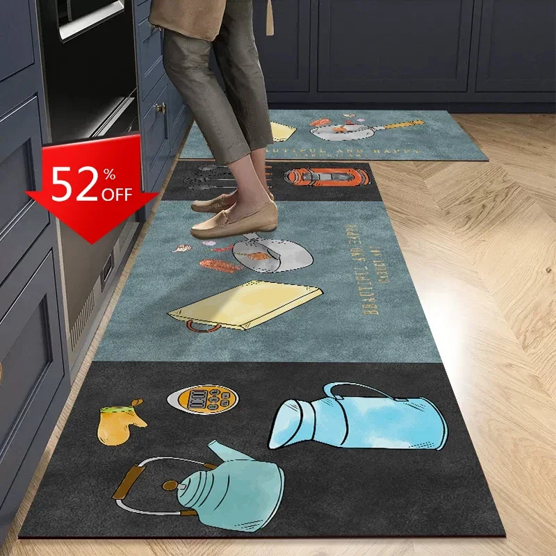 

Non-slip Kitchen Rug Diatomite Mat Super Absorbent Kitchen Floor Mats Printed Long Rugs Carpets for Living Room Entrance Doormat