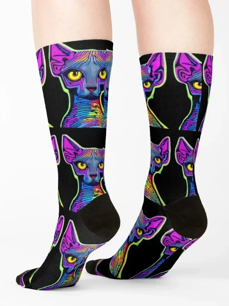 sphynx cat 41 Socks heated compression anti-slip Non-slip Mens Socks Women's